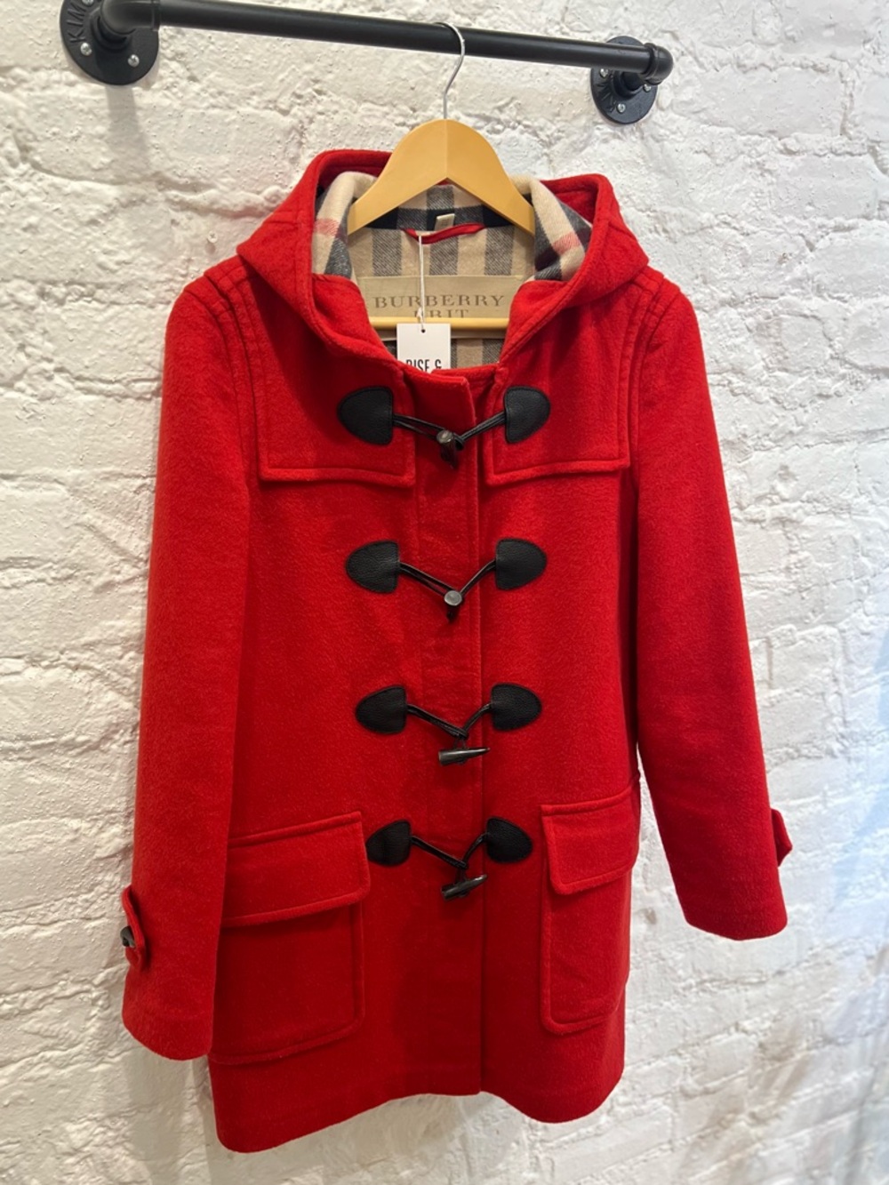 Burberry Brit Red Woolen Hood Duffle Coat